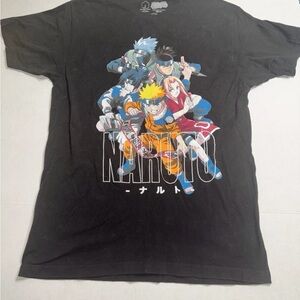 Vintage 2002 Naruto Mens Large (42/44) Black Short Sleeve Graphic Print T-Shirt
